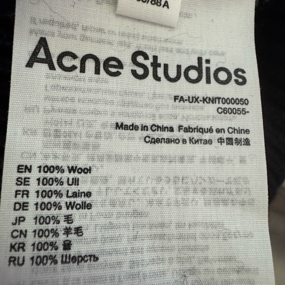 Acne Studios Face Checkerboard Wool Sweater Black‎ Oatmeal Beige XS - Picture 8 of 9
